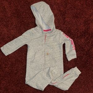 Carhartt Gray Baby Jumpsuit with Pink Details
